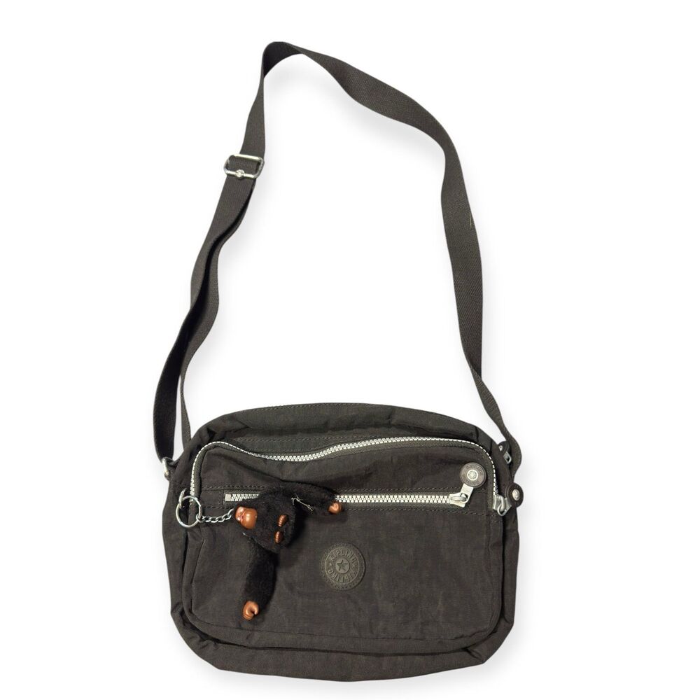 Kipling Black Nylon Crossbody Bag‎ w/ Monkey Charm Travel Bag